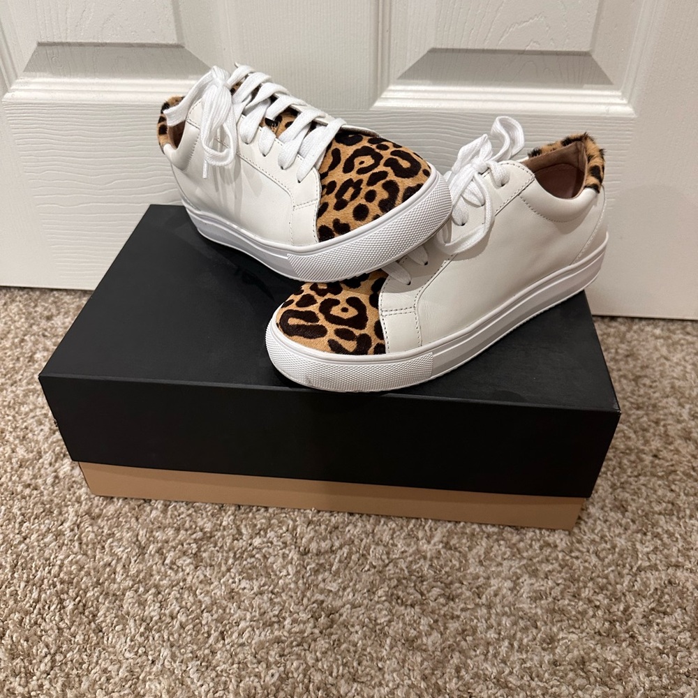 Halogen White and Leopard Print Sneakers